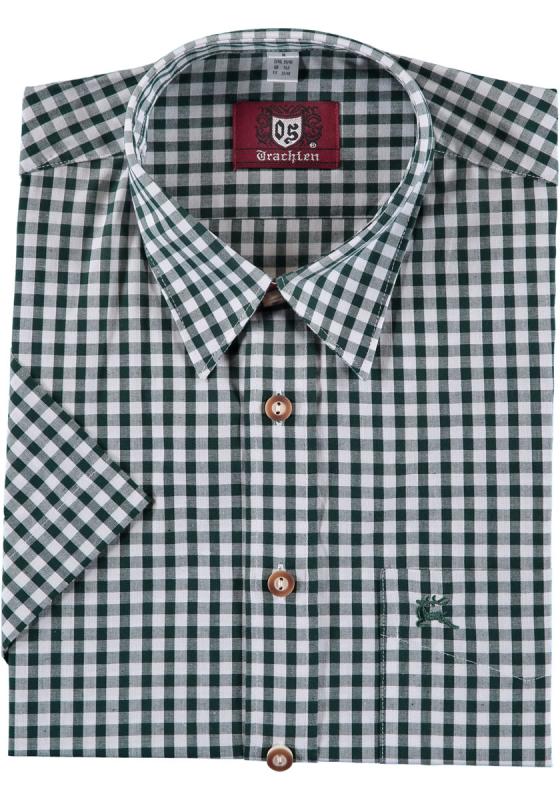 121000-2602 OS  Checkered Short sleeve Men Trachten Shirt with Deer embroidery on chest pocket in different colors - German Specialty Imports llc