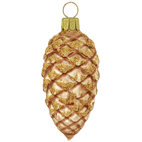 1219534 Mouth Blown and Hand Painted Pine Cone Glass Ornament - German Specialty Imports llc