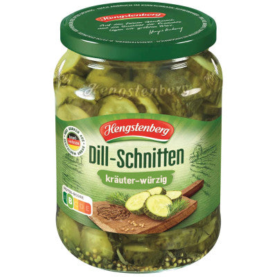 138163 f Hengstenberg Dill Pickle Chips in Jar 24 oz - German Specialty Imports llc