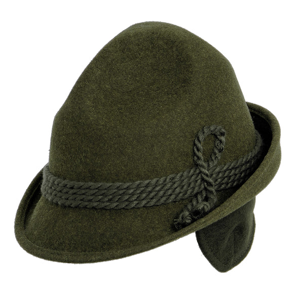 1600KL H67D Faustmann Bavarian Dreispitz Hut  Three Corner Hat Premium 4 Ropes with loop with earflaps Made in Germany - German Specialty Imports llc