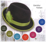 243BE/L11A Fedora Style German Wool  Hat With Feathers Red - German Specialty Imports llc