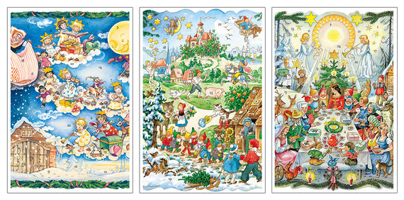 24126-12473 Glitter Advent Calendar Card with Envelope Advent card  “Fairy Tales” Mother Holle - German Specialty Imports llc