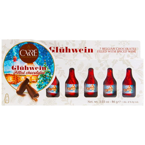 219083 Chocolatier Carre Chateau Carre 7 Bottle Glueh Wine filled chocolates - German Specialty Imports llc