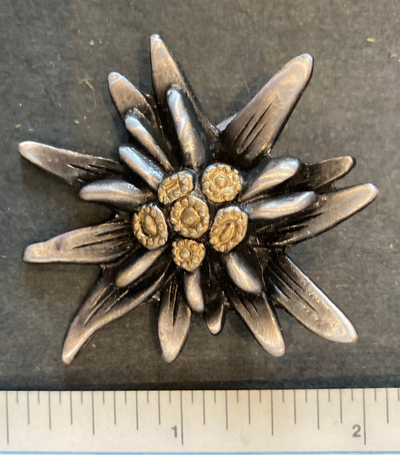 Antique Pewter Edelweiss Hat pin / Brooch - German Specialty Imports llc