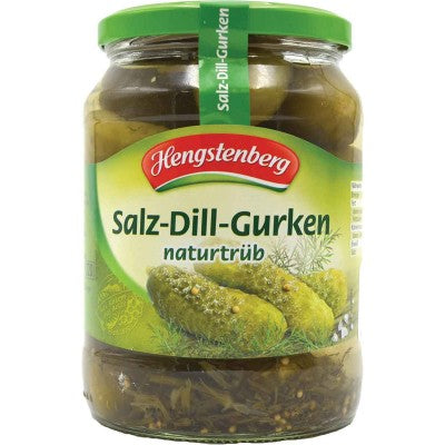 Hengstenberg Salt  Dill Pickles in Pickles in Brine  in Jar 24 oz Salz Dill Gurken - German Specialty Imports llc