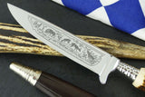 25610HH10 Lederhosen /  Hunters Knife w. Stag, 2 Deer, Wild Boar and Grouse decor on Blade - German Specialty Imports llc
