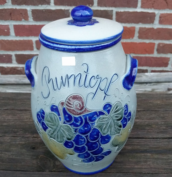 3 l Rumtopf Beautiful Hand made Salt glazed Pottery  Pot with Lid - German Specialty Imports llc
