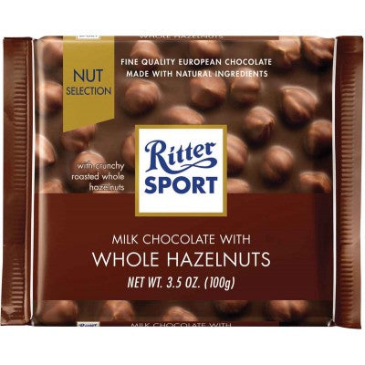 502019 Ritter Sport Milk Chocolate with Whole Hazelnuts filling - German Specialty Imports llc