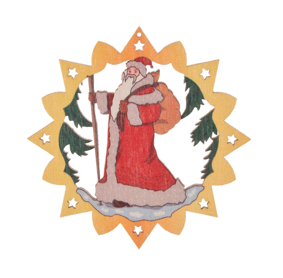 Colored Santa Claus   Wooden Ornament - German Specialty Imports llc