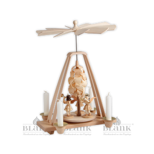 Blank brand Pyramid, 3 Angels with Spanbaum, natural wood - German Specialty Imports llc