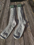 4730-41 Luise Steiner Traditional Trachten Men Trachten knee socks with green stripes-Gray - German Specialty Imports llc