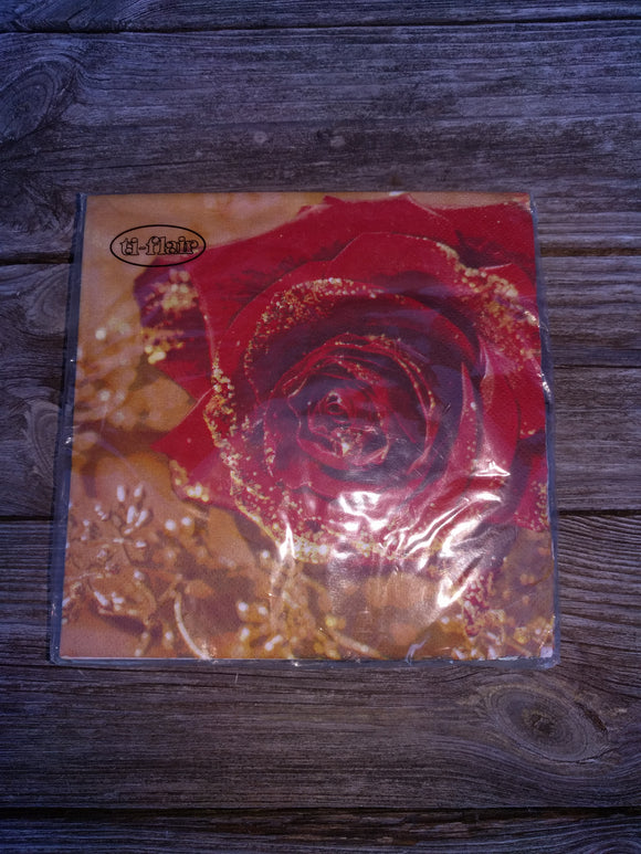 Red Rose with Glitter  Christmas Napkins - German Specialty Imports llc