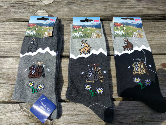 Edelweiss Mountain Goat and Backpack Crew Socks - German Specialty Imports llc