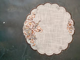 Linen Multicolor Flower Scalloped  Embroidered Doily in different sizes - German Specialty Imports llc
