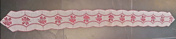 Linen Dark Red   Design  Scalloped  Embroidered Doily in different sizes - German Specialty Imports llc