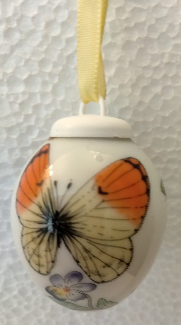 Hutschenreuther Mini  Porcelain  Easter Egg Ornament “Spring Meadow Butterfly  
