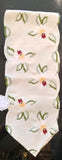 60" x 7" Plauener Spitze   beige embroidered Ladybug on Daisy Flower Pattern Table Linen with scalloped Edges in different sizes - German Specialty Imports llc