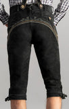 Stockerpoint Trachten Kniebund Lederhosen leather pants H-straps JUSTIN2 Black - German Specialty Imports llc