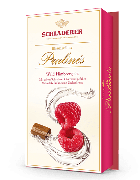 186412 Schladerer Wild Raspberry Brandy Pralines Filled  Milk Chocolate PralInes with Sugar Crust - German Specialty Imports llc