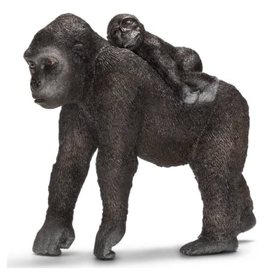 Hand Painted Schleich African Female with Baby Gorilla  14662  Play Figurine - German Specialty Imports llc
