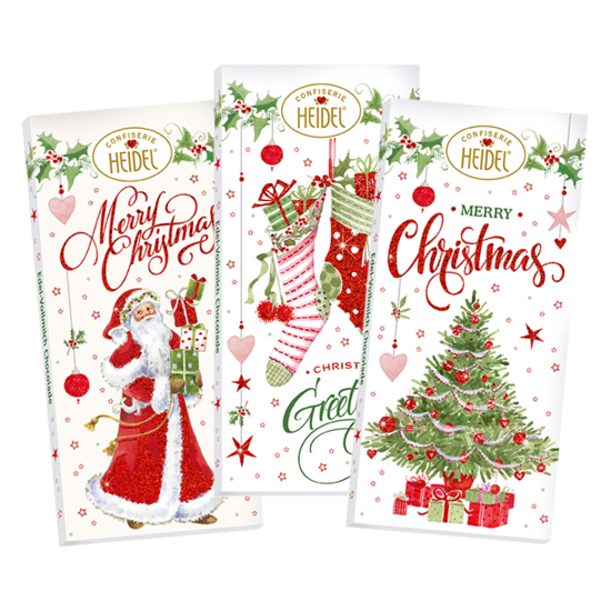 200173 Confisserie Heidel  White Choco Christmas Greetings  3.5 oz - German Specialty Imports llc