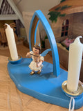 Blank brand figurine and candle holder, Violin Angel, painted blue color - German Specialty Imports llc