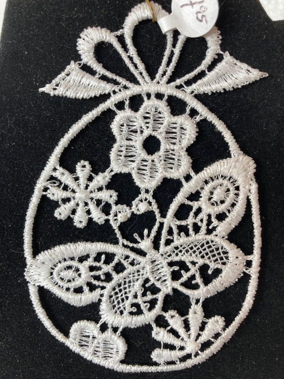 Easter Lace Ornament - butterfly flowers - German Specialty Imports llc