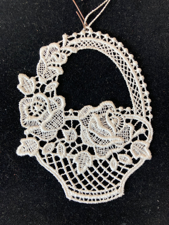 Easter Lace Ornament - roses basket - German Specialty Imports llc