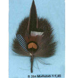 000364/00B284 Brass Hat Pin / Brooch with Feathers and Deer Hair Brush - German Specialty Imports llc