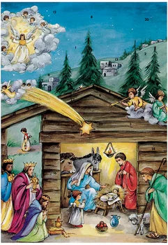 10078 Korsch  Glitter Advents Calendar Nativity  with Shepherd and wise men