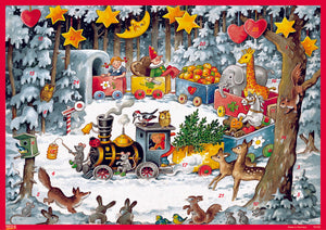 20301-10102 Advents Calendar Card with Envelope Wooden Train - German Specialty Imports llc