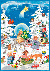 Copy of 20301-10103 Advents Calendar Card with Envelope Angels with  Donkey in the Forest - German Specialty Imports llc