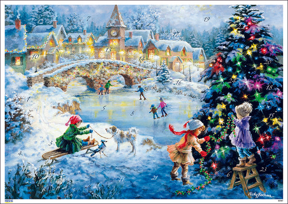 10387 Glitter Nicki Boehme Advent Calendar Nostalgic Children Skating