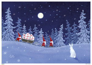 10504 Advents Calendar  "God Jul" Tomtes in the Moonlight