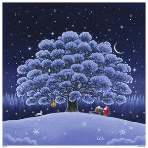 10507 Advents Calendar  "God Jul" Tomtes under Oaktree