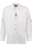 120003-1184/53 Beautiful OS Trachten Men Trachten Shirt  beige  with embroidery  Edelweiss Decore and Details on front and sleeves - German Specialty Imports llc