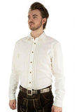 120004-0708 - 45018  OS White Men Trachten Shirt with Bone  buttons and pleats fitted - German Specialty Imports llc