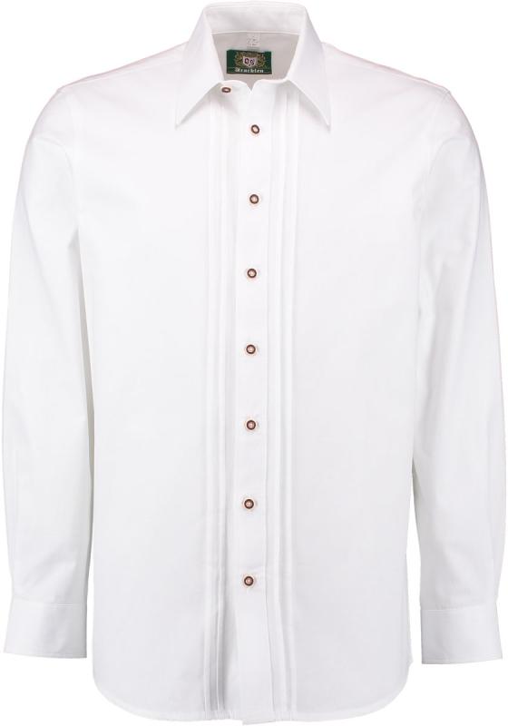 120004-0708 OS White Men Trachten Shirt with Bone  buttons and pleats fitted - German Specialty Imports llc