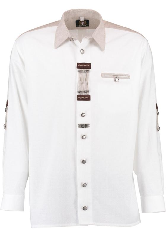 120005-1011 OS White Men Trachten Shirt Straigth Cut 1/1 Sleeve with front pocket with Bone  buttons and details - German Specialty Imports llc