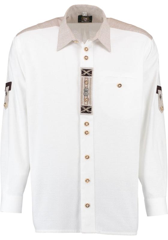 120006-1011 OS White Men Trachten Shirt Straigth Cut 1/1 Sleeve with front pocket with Bone  buttons and details - German Specialty Imports llc