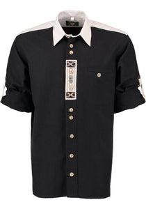 120006-1011 OS White Men Trachten Shirt Straigth Cut 1/1 Sleeve with front pocket with Bone  buttons and details - German Specialty Imports llc