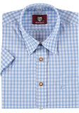 121000-2602 OS  Checkered Short sleeve Men Trachten Shirt with Deer embroidery on chest pocket in different colors