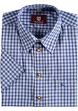 121000-2602 OS  Checkered Short sleeve Men Trachten Shirt with Deer embroidery on chest pocket in different colors