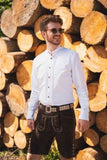420000-3168  OS White Men Trachten Shirt with Stand Up Color and 2 x 5 Pleats  and Bone buttons - German Specialty Imports llc
