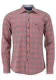 420000-3582/56 ( 45329 ) OS Checkered Men Trachten Slim Line Shirt with interesting cuff and neck designand Bone buttons - German Specialty Imports llc