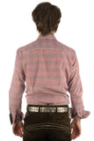 420000-3582/56 ( 45329 ) OS Checkered Men Trachten Slim Line Shirt with interesting cuff and neck designand Bone buttons - German Specialty Imports llc