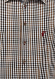 420000-3582/56 ( 45329 ) OS Checkered Men Trachten Slim Line Shirt with interesting cuff and neck designand Bone buttons - German Specialty Imports llc