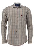 420000-3582/56 ( 45329 ) OS Checkered Men Trachten Slim Line Shirt with interesting cuff and neck designand Bone buttons - German Specialty Imports llc