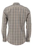 420000-3582/56 ( 45329 ) OS Checkered Men Trachten Slim Line Shirt with interesting cuff and neck designand Bone buttons - German Specialty Imports llc