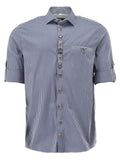 420000-4286 OS Checkered Men Trachten Slim Line Shirt with interesting cuff and neck design and Bone buttons - German Specialty Imports llc